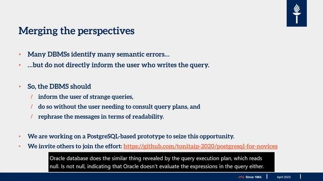 Query Execution Plans and Semantic Errors: Usability and Educational Opportunities смотреть онлайн