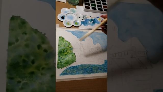 мастер-класс по рисованию акварелью "Шильонский замок" смотреть онлайн