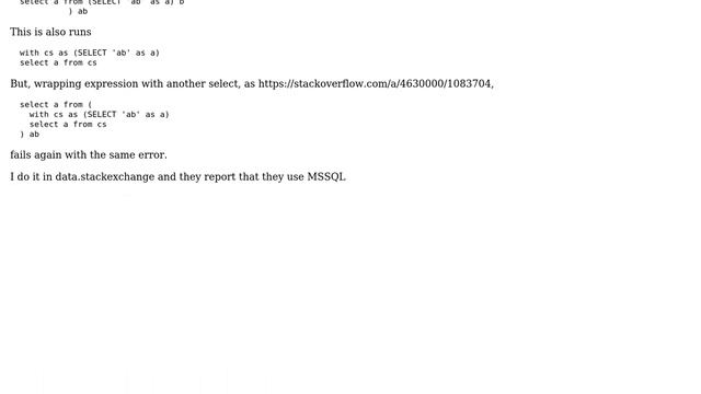 Databases: Nested with - Incorrect syntax near the keyword 'WITH' смотреть онлайн