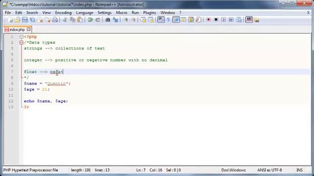 7 Data Types In PHP смотреть онлайн