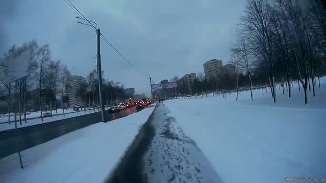 (2018.03.23) Путь от работы до дома на Inmotion V8 (весна, мокрый снег, ветер) смотреть онлайн