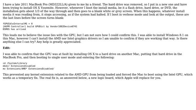 Apple: Late 2011 MacBook Pro Cannot Install OS X смотреть онлайн