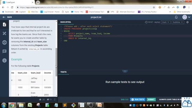 SQL - CodeSignal projectList (1) смотреть онлайн