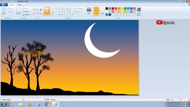 How To Draw In Ms Paint | Drawing In Paint In Computer | Paint In Computer | Scenery Drawing