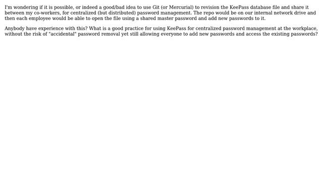 Is using Git to revision KeePass database file possible? смотреть онлайн