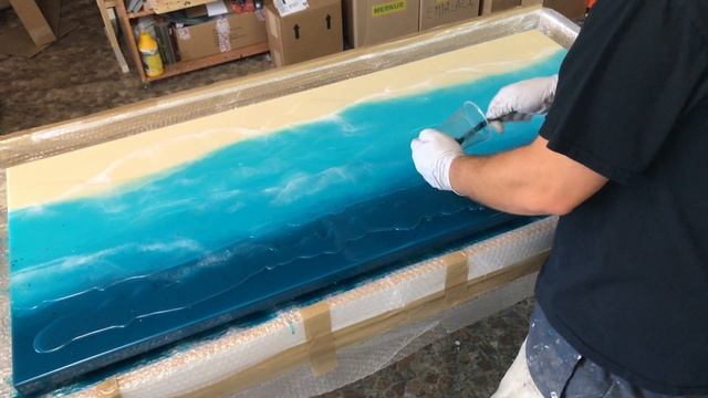 OCEAN RESIN ART TIME LAPSE - HOW TO PAINT OCEAN WAVES | LARGE 3D RESIN BEACH ART - HUNTINGTON BEAC смотреть онлайн