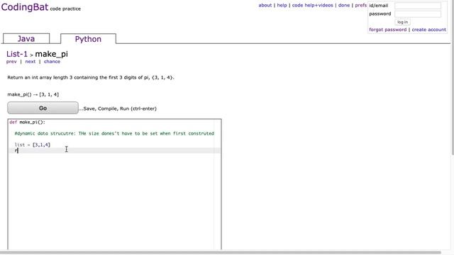 Codingbat - make_pi (Python) смотреть онлайн
