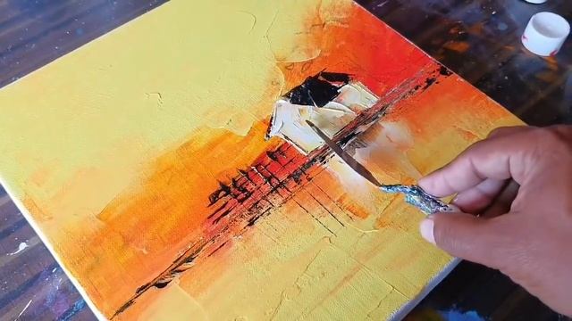 Abstract Painting Demo / Landscape / For Beginners /Simple & Relaxing / Daily Art Therapy /Day #022