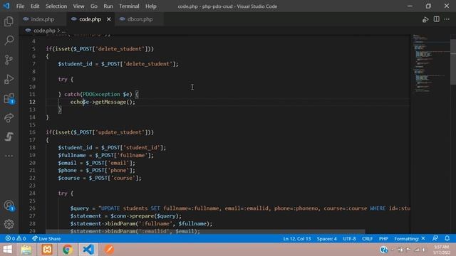 PHP PDO using bindParam() CRUD 4: How to delete data using bindParam() function from DB in PDO PHP смотреть онлайн