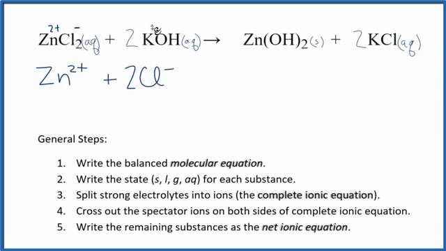 How to Write the Net Ionic Equation for ZnCl2 + KOH = Zn(OH)2 + KCl смотреть онлайн