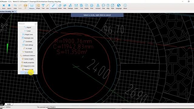 Measure circle and angle in dwg/dxf drawing смотреть онлайн
