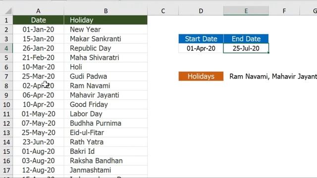 Magically Populate the List of Holidays Between Two Dates in Excel | Vivekananda Sinha | Video 77 смотреть онлайн