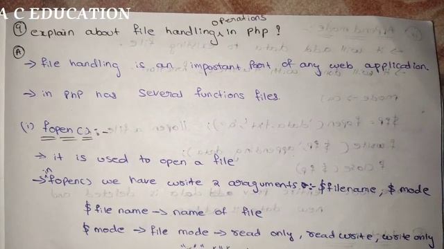 file handling operations in php | Complete Notes | web technology | A C EDUCATION смотреть онлайн