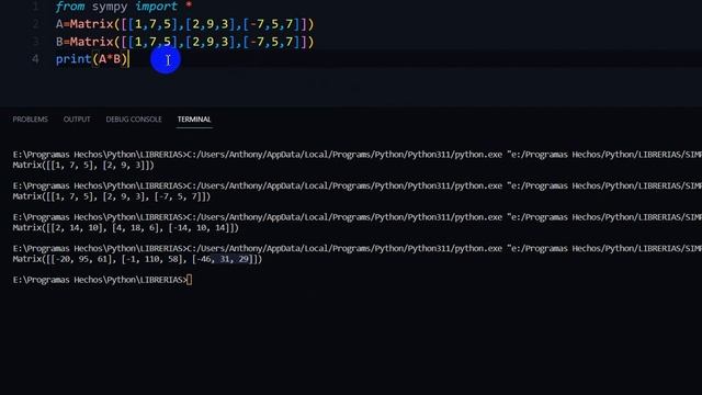 OPERACIONES DE MATRICES EN PYTHON CON SYMPY?? смотреть онлайн