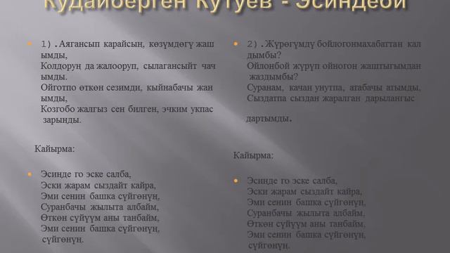 Кудайберген Кутуев "Эсиндеби" смотреть онлайн