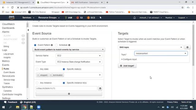 CloudWatch Events : Get custom notifications when instance stopped or Terminated смотреть онлайн