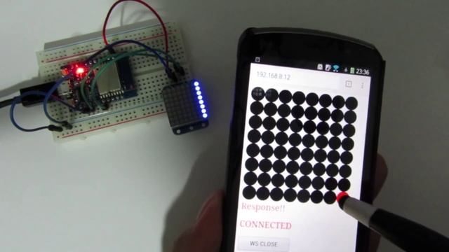 I2C 8X8LED DotMatrix WebSocket Control (ESP-WROOM-02,ESP8266) смотреть онлайн