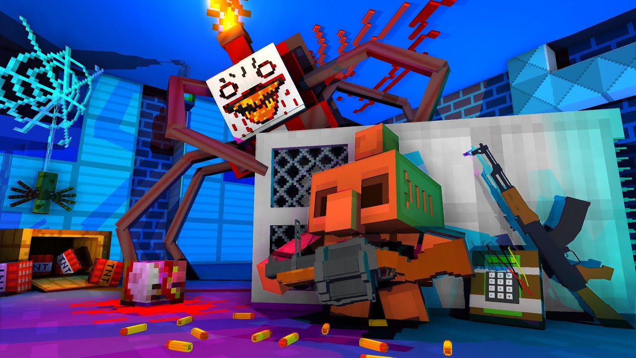 Медный голем VS Паровозик CU CU (МОНСТР)  #мультики  # майнкрафтанимации  # майнкрафт