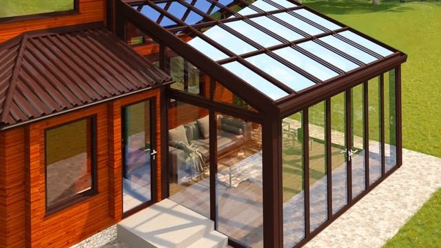 Дом из бруса. Окна, складные двери и зимний сад из алюминиевого профиля Шуко смотреть онлайн