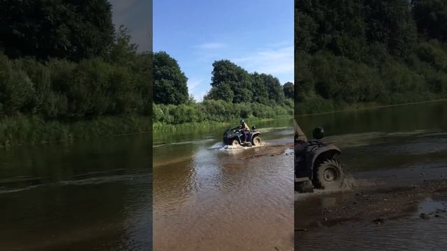 Заезд ЛАЙТ по реке на квадроцикле CFMOTO с ребёнком смотреть онлайн
