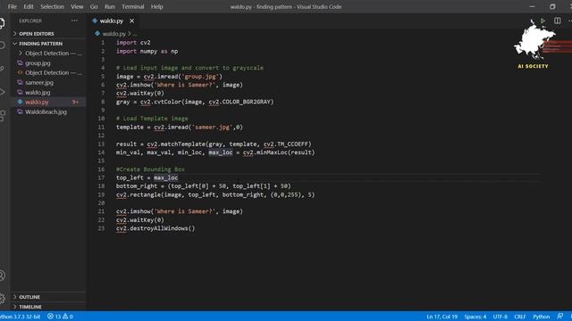 Mini Project of Template matching using OpenCV | AI SOCIETY | Sameer Nigam смотреть онлайн