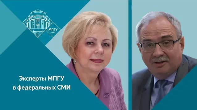 Проректор МПГУ Л.А.Трубина и директор Института иностранных языков С.А.Засорин на канале "Царьград"