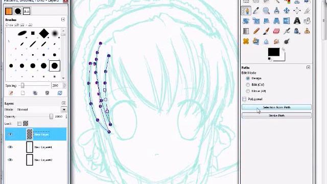 Inking And Lineart - Using the Path Tool on GIMP смотреть онлайн