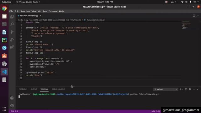 Auto Comment On Facebook Post | Python | Marvelous Programmer смотреть онлайн