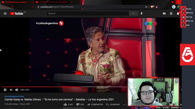 #02 REACCION A LA VOZ ARGENTINA 2021 - Camila Garay vs. Matías Gómez – “Si me tomo una cerveza” смотреть онлайн