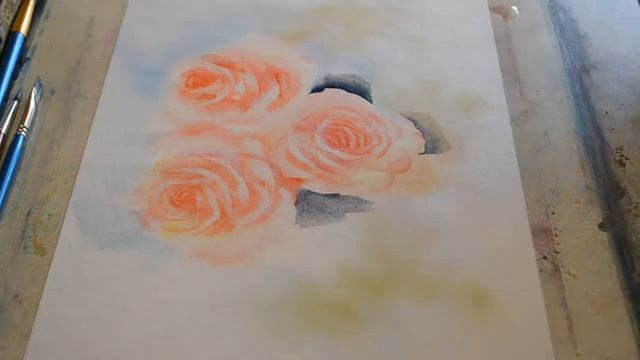 Рисуем розы по сырому. Акварель от Аква- Колор смотреть онлайн