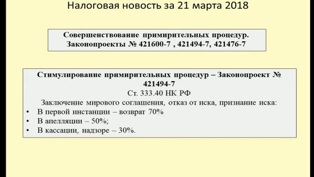 21032018 Налоговая новость о развитии медиации / the development of mediation смотреть онлайн