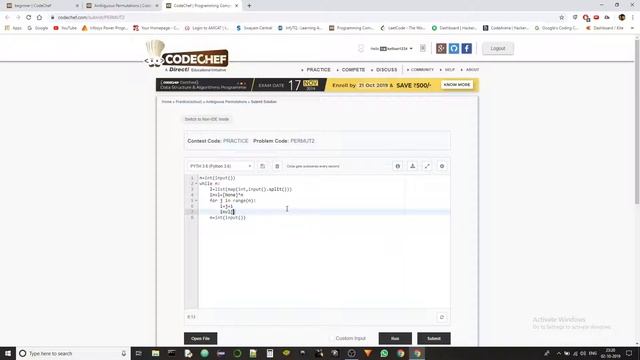 CodeChef - Beginner's problems : Ambiguous Permutations(PERMUT2) смотреть онлайн