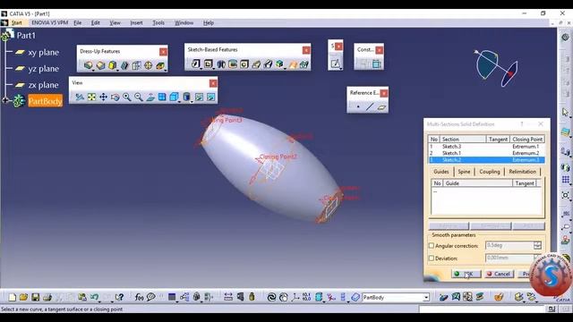 SKETCH BASED FEATURES || ADD & REMOVE MULTI SECTION SOLIDS || PART DESIGN CATIA TUTORIAL #16 смотреть онлайн