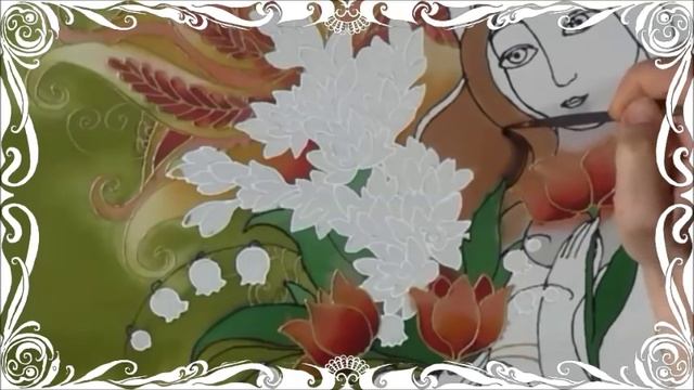 Silk Painting. Tulips On Silk. Tulpen Auf Seide. Тюльпаны на шелке