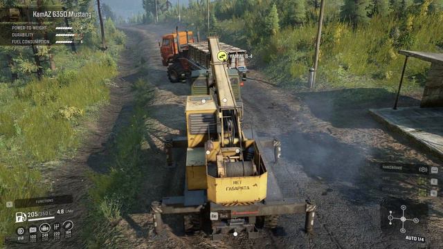 Truck mod KAMAZ 6350 with Crane addon help on road in Snowrunner game смотреть онлайн