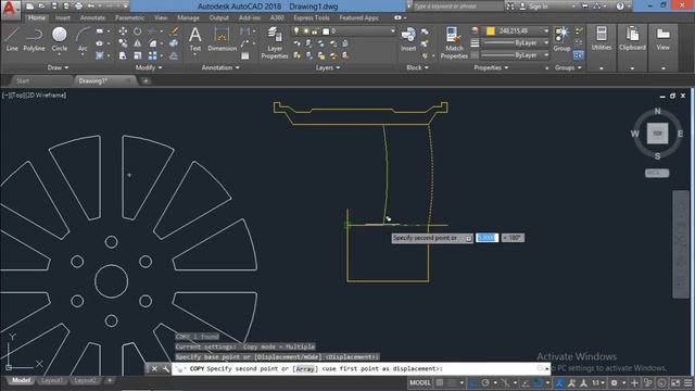 12 spokes alloy wheel in AutoCad смотреть онлайн