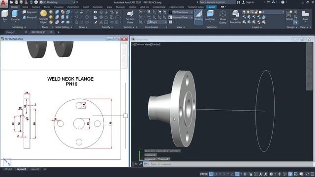 Autocad 3D Flange - Timelapse смотреть онлайн