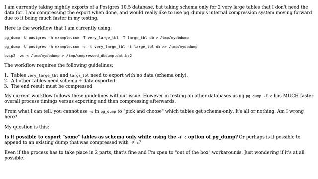 DevOps & SysAdmins: Postgres pg_dump using compression - Keeping schema only for some tables смотреть онлайн