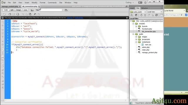 CMS Site using php and mysql Bangla 07 Connecting to database and perform query смотреть онлайн