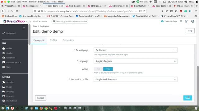 PrestaShop how to enable access to a single module using profile and permissions смотреть онлайн