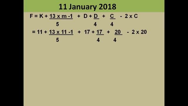 Zeller's formula to find day on any date смотреть онлайн
