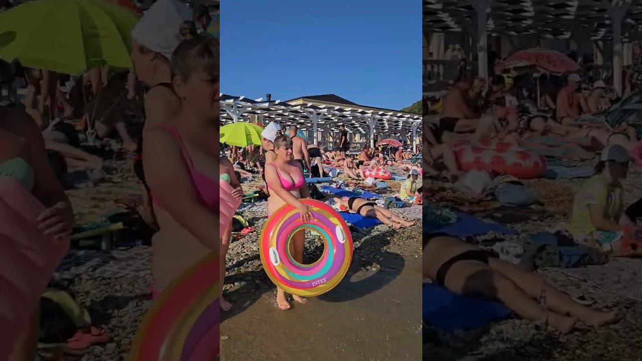 #Архипо-Осиповка. Пляжи трещат по швам, мест нет! Вода закипает смотреть онлайн