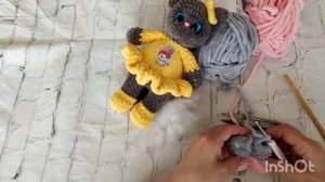 Кошечка крючком из плюшевой пряжи, подробный МК ,первая часть.
