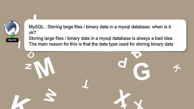 MySQL : Storing large files / binary data in a mysql database: when is it ok? смотреть онлайн