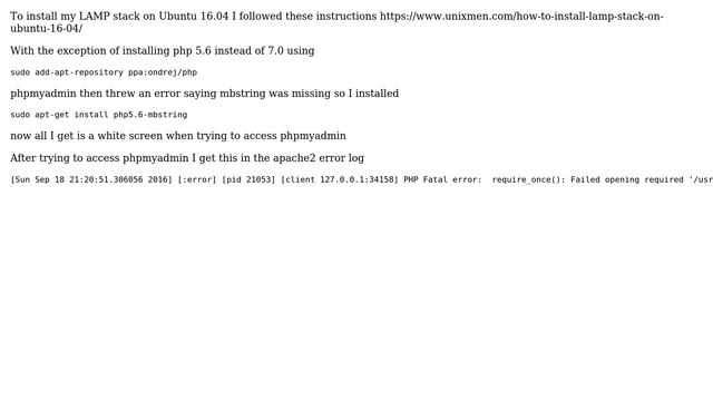 Ubuntu: phpmyadmin whitescreen смотреть онлайн