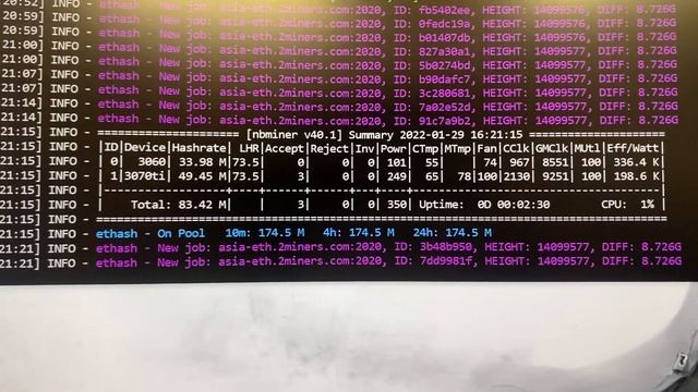 RTX 3060 Palit DUAL LHR ETH/FLUX Mining Test on Nbminer/MiniZ (OC/Memory Temp/Hashrate) смотреть онлайн