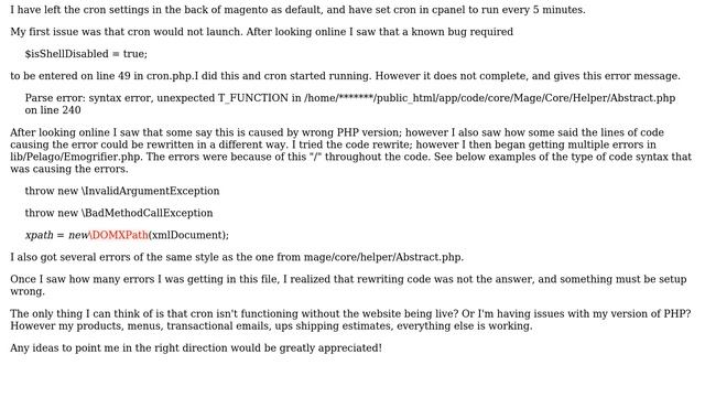 Magento: Cron error on line 240 from Mage/Core/Helper/Abstract.php смотреть онлайн