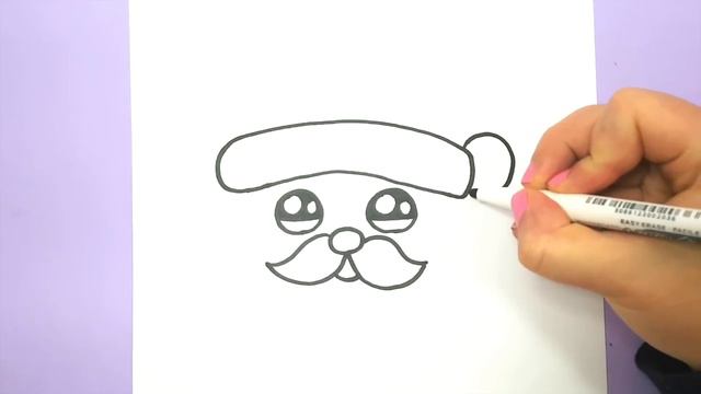 HOW TO DRAW SANTA HEAD EMOJI CUTE AND EASY смотреть онлайн