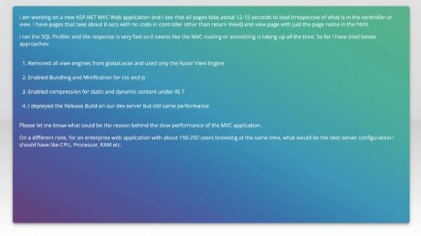 ASP.NET MVC 5 Web Application Slow Performance