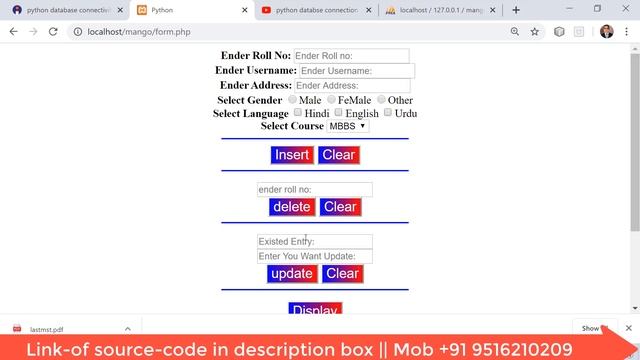 Python Database Using HTML- and Python(Backend) Login| Register|Insert|Delete|Update|Search|Display смотреть онлайн